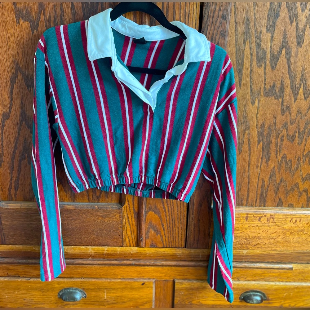 Striped Long Sleeve Crop Top